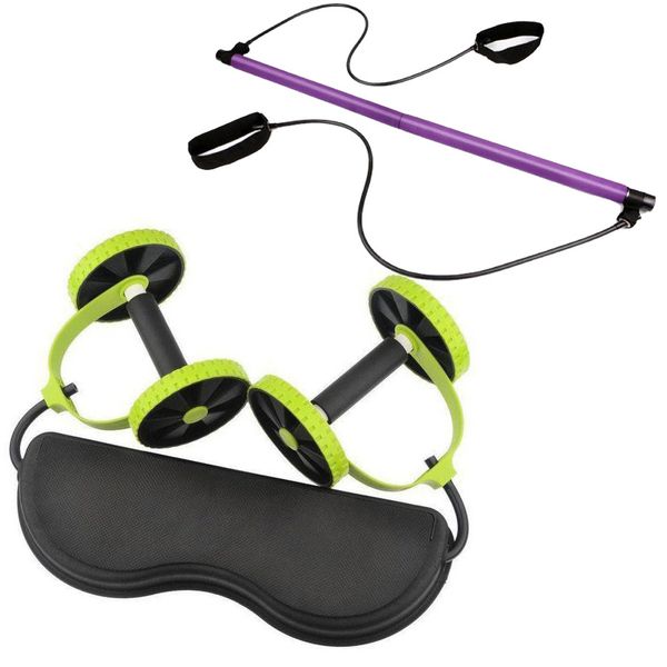 Revoflex Xtreme Abdominal AB Wheel &amp; Pilates Bar-Resistance Set