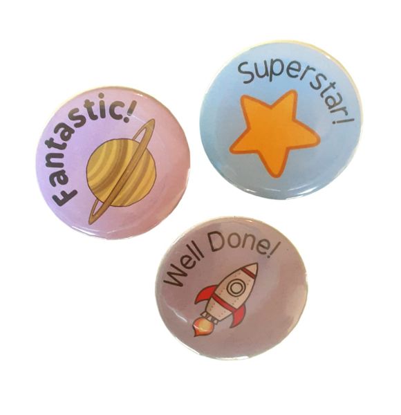 Reward Bade Pins Space Theme 32mm 12 Piece