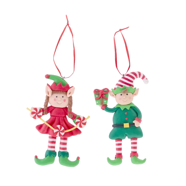 Christmas Elf With Accessories Tree Decoration-2 pack