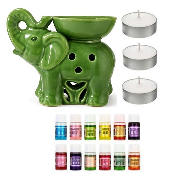Elephant Ceramic Oil Burner Candle Holder with Water Soluble Essential Oil