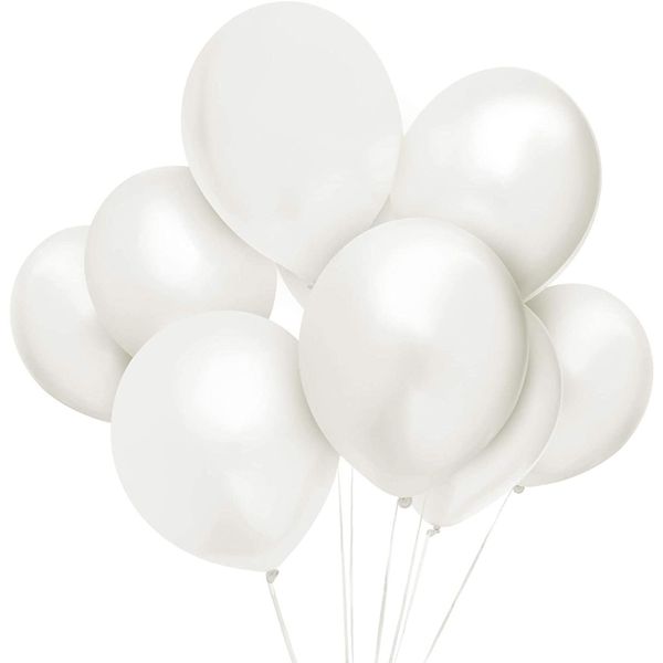 Ten White Latex Balloons