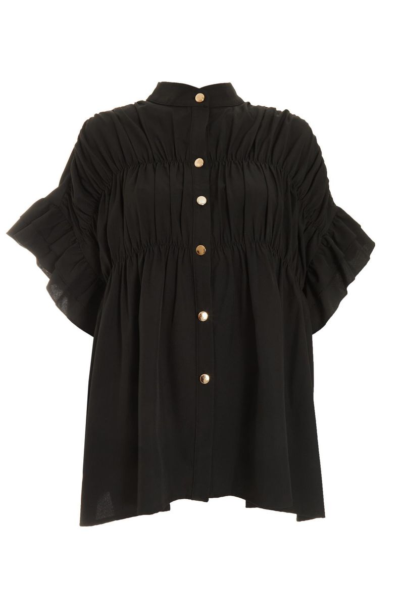 Quiz Ladies - Black Button Ruched Blouse | Shop Today. Get it Tomorrow ...