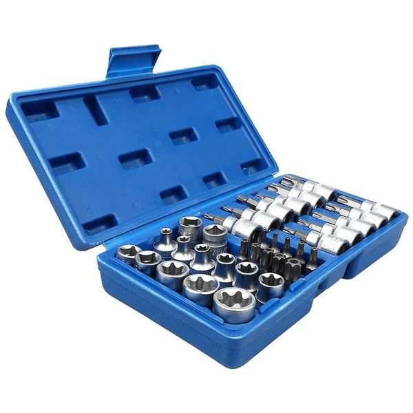 34-Piece 3/8'' Drive Star Male Female Bit Repair Sockets Kit LPD-0002