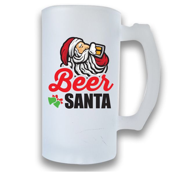 Printed Beer Mug Frosted - Beer Santa