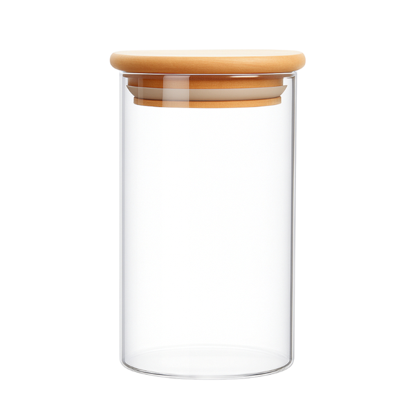 4 Pack - Airtight Glass Storage Container With Bamboo Lid - Transparent