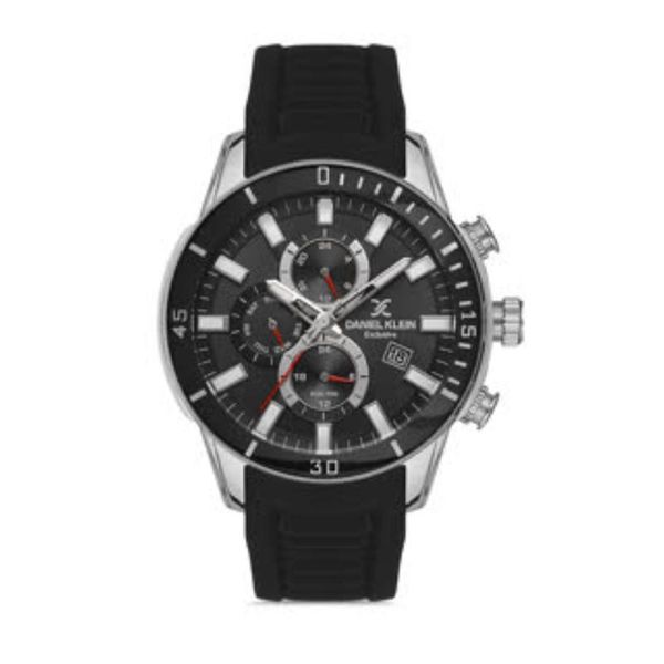 Daniel Klein-Mens Black Rubber Strap Watch-DK113313-6