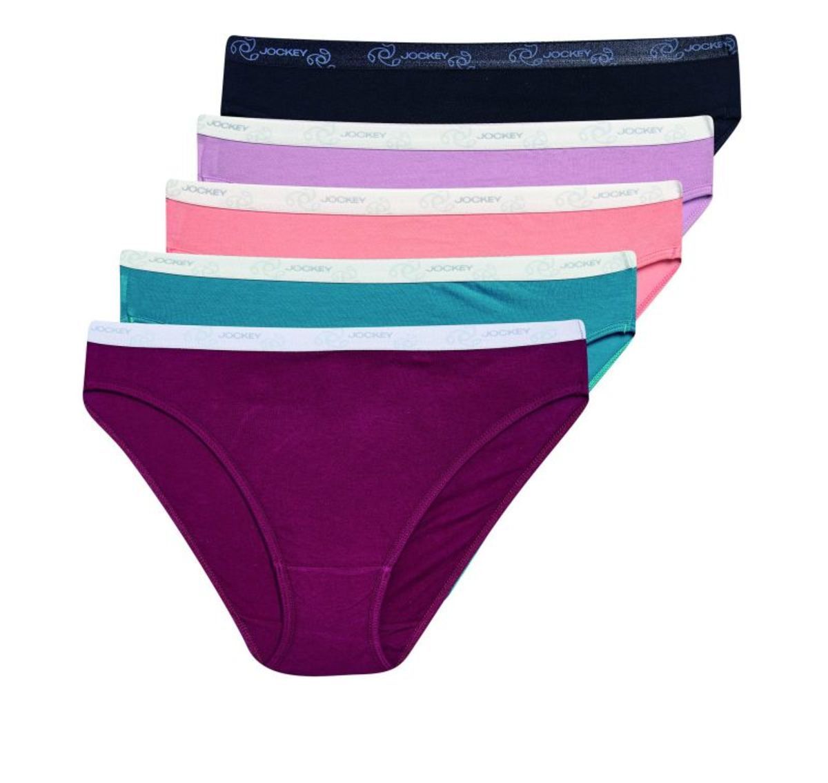 JOCKEY UNDERWEAR 5 Pack Women FRENCH CUT 100 Cotton Comfort Pastel 