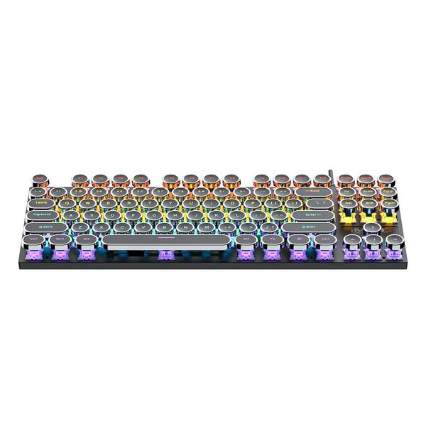 USB Wired Gaming Mechanical Keyboard With 87 Keys Round Key Caps Punk Style