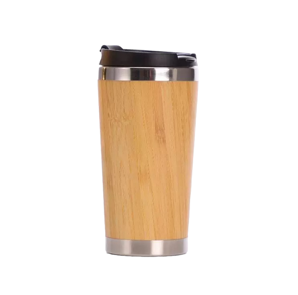 450ML Stainless Steel Bamboo Travel Mug Insulated Coffee Cup