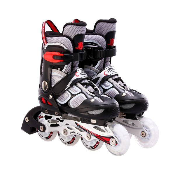 Cougar Water Cube Inline Skates with Illuminating Front Wheels(Black&amp;White)