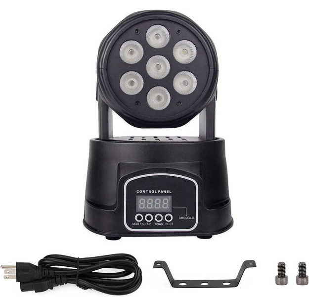 Trade Kite 7 Piece 10W RGBW LED Moving Head Stage Light - DMX, Sound Activated