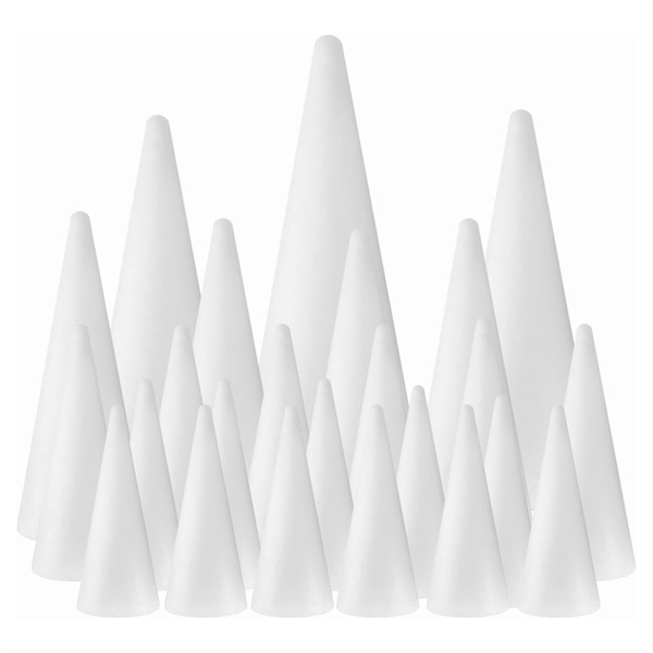 24Pcs Craft Foam Cones, for Christmas Tree, School, DIY Craft Project