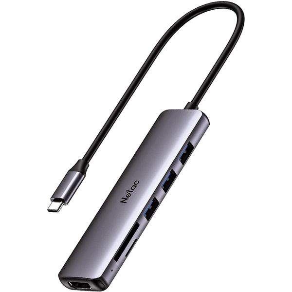 Netac 6-in-1 USB-C Expansion Hub with HDMI, 3 USB 3.0 &amp; SD/TF