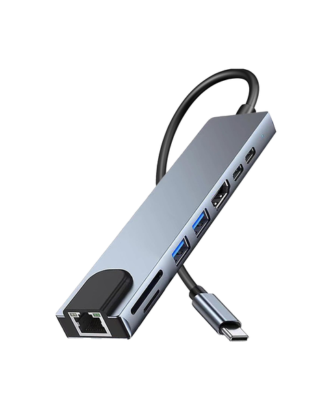 8-in-1 USB-C Adapter Hub Docking Station Fast Splitter Multiport