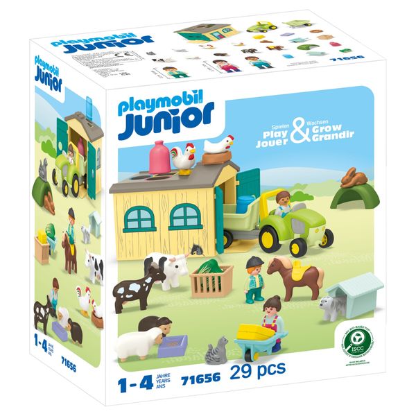 Playmobil Junior - Farm Adventure with Tractor &amp; Trailer (29 Pieces)