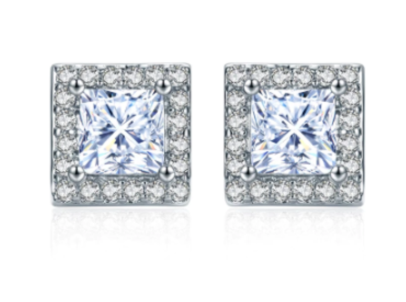 925 Sterling Silver Small Square Stud Earrings