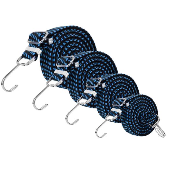 Camping Adjustable Flat Bungee Cords Double Hook - Set of 4
