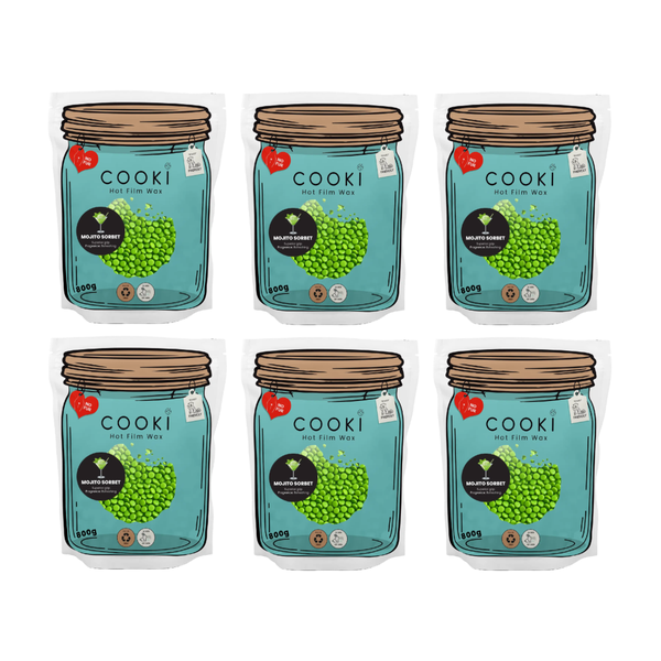 Cooki Mojito Sorbet Hot Film Wax 800g - 6 Pack Home Use Wax, Hair Removal