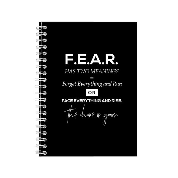Fear A5 Notebook Spiral Lined Motivational Saying Graphic Notepad Gift 154