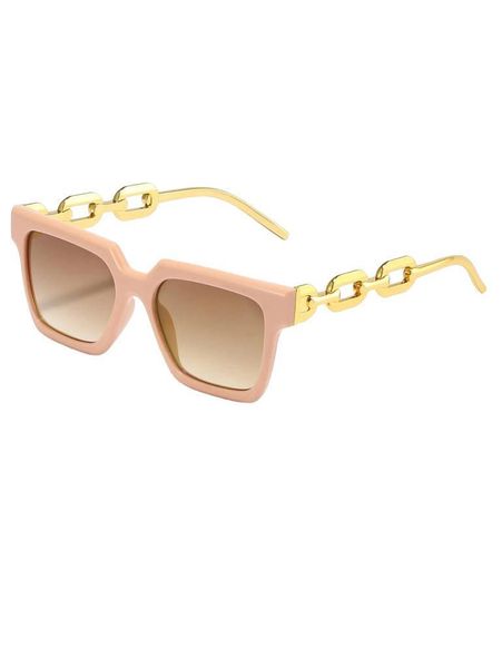 Women Tinted Lens Chain Decor Fashion Sunglasses - 015 - Brown