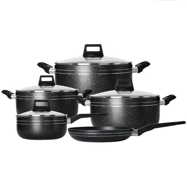 C&amp;E 9-Piece Aluminium Cookware Set - Non-Stick, Tri-Ply Composite Base