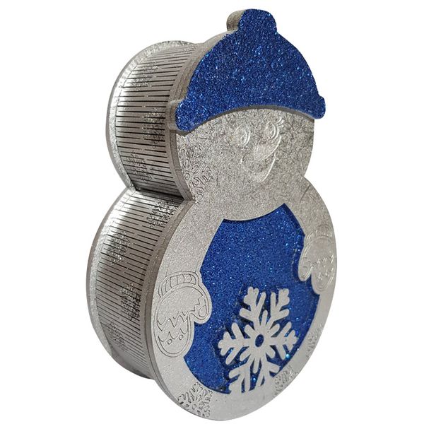 Mini Wooden Christmas Snowman Gift Box - Blue