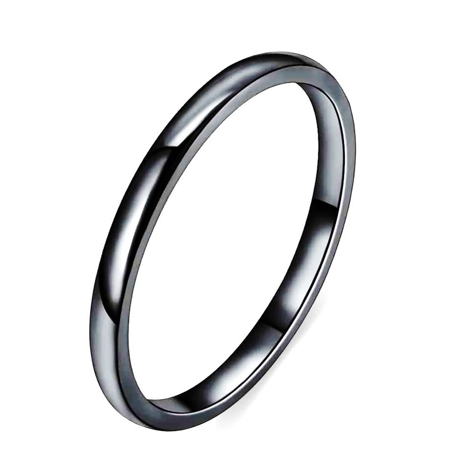 Stainless Steel Black 2mm Thin Band Ring - Unisex | Shop Today. Get it ...