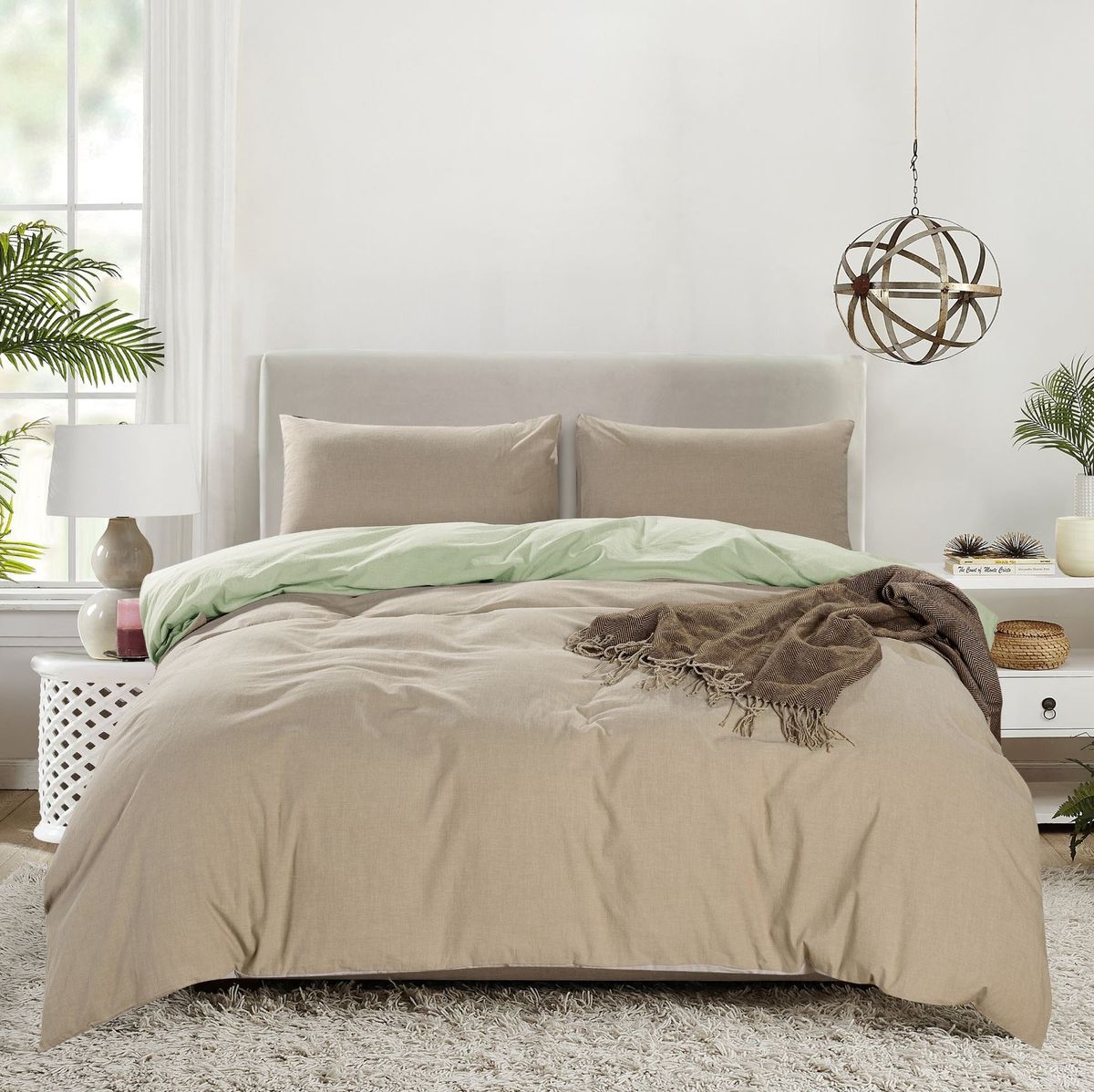 LinenBoutique Washed Cotton Bedding Duvet Set 4 Pieces