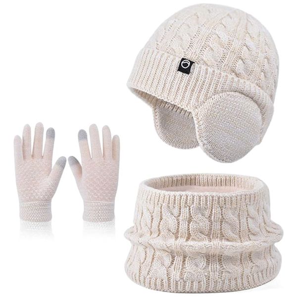 Kids Winter Hat, Scarf and Gloves, Warm Thermal Knitted Hat for 4-8 Years
