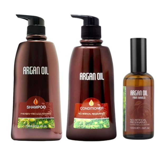 Moroccan Argan Oil -Triple Pack-Shampoo+Conditioner 750m + Argan Oil 100ml