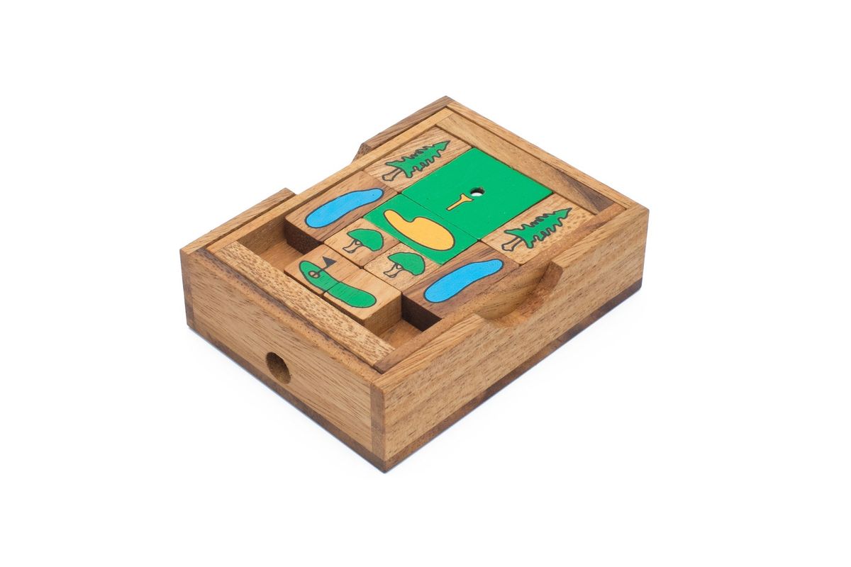 On The Greens Wooden Brainteaser Golfthemed Sliding Block Puzzle