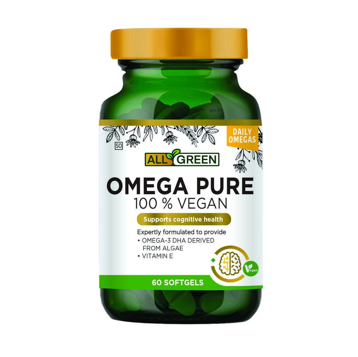 All Green Omega Pure DHA derived from Algae 60 Shop Today. Get it Tomorrow!