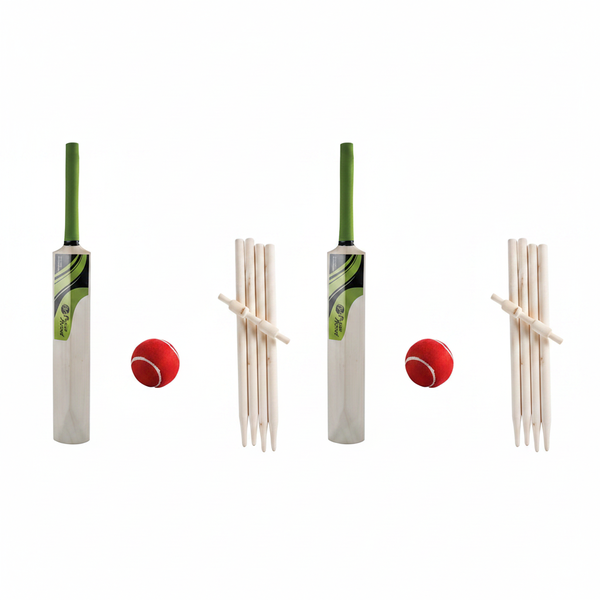 Junior Cricket Set Size 4 with Bat, Bails, Stumps, Ball - Polybag - 2 Pack