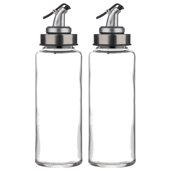 Glass Oil Bottles - Transparent and Black - 450ml - 2 Pack