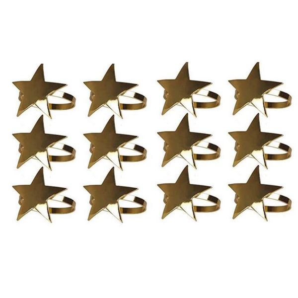 12Pcs Five-Pointed Star Christmas Napkin Ring For Parties Dinners Etc