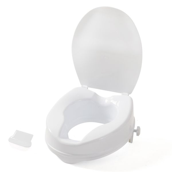Chenshia Raised Toilet Seat with Lid, 10cm Riser &amp; Lid Lifter, Elderly Aid