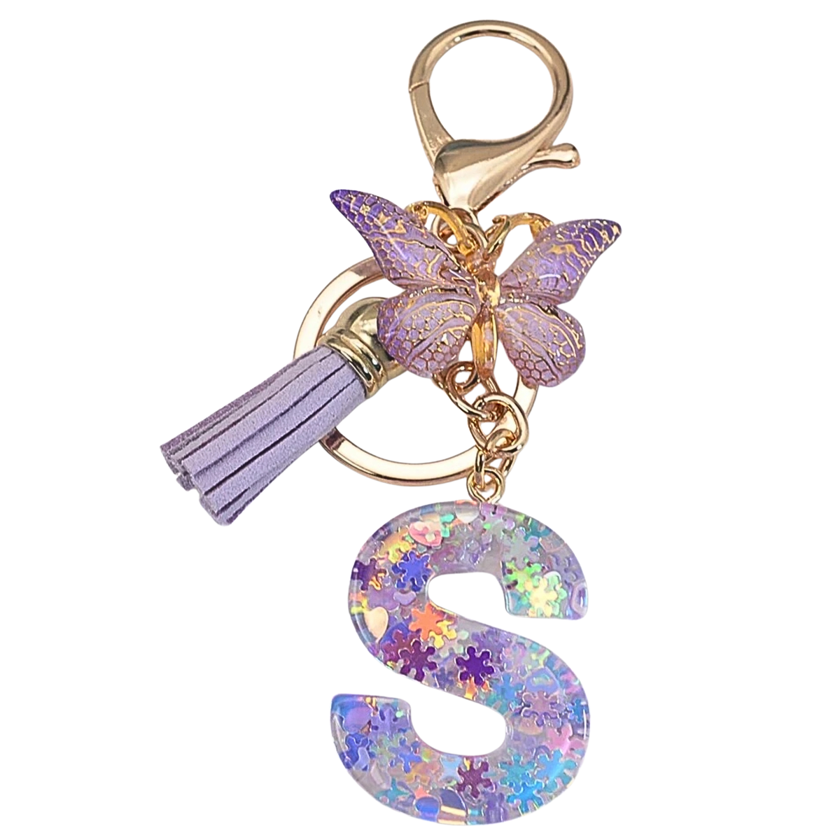 Dazzling Letter Alphabet S Keychain