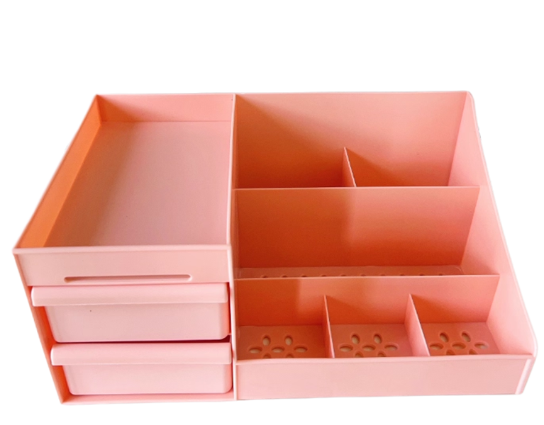 Cosmetic/Jewelry Storage Box, Double Drawers, Large Capacity, Pink