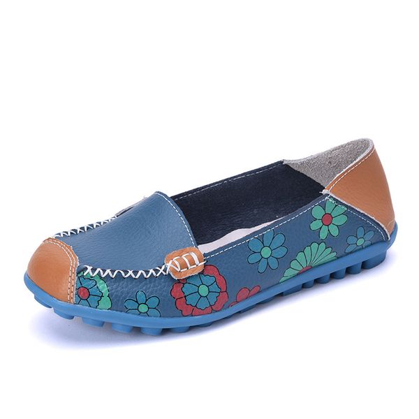 Women's Leather Loafers Slip On Flats Casual Printed