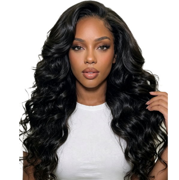 Black In 24 inch Body Wave Wig 13X4 Free Parts 15A Glueless Brazilian Weave