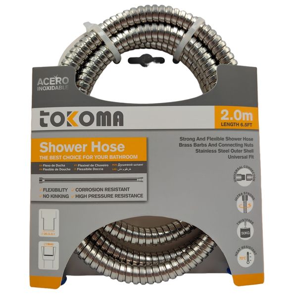 Tokoma Stainless Steel Shower Hose 2.0m Length