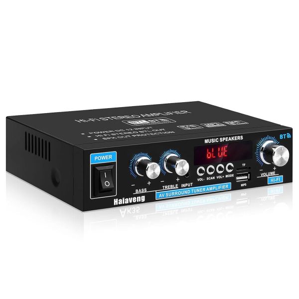 Home Audio Amplifier HiFi Bluetooth 5.0 Mini Stereo 2.0 Channel 30W x 2 Max