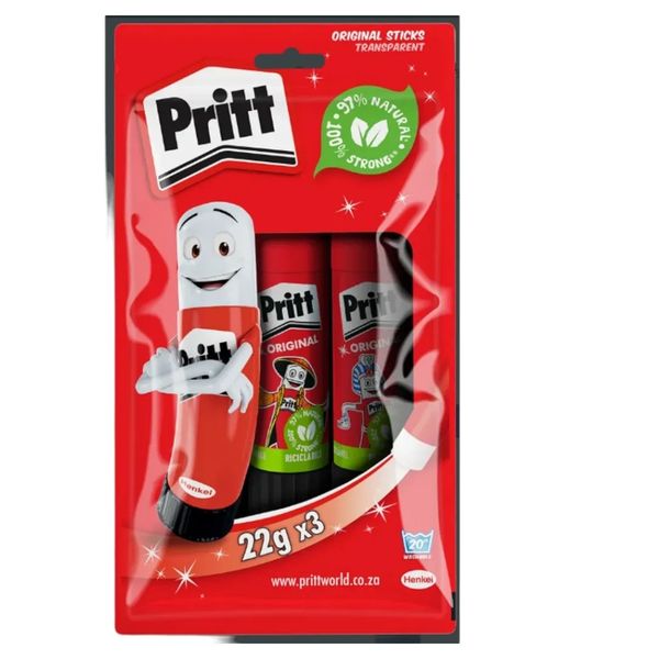 Pritt - Glue Stick Large 22g- Value Pack Of 3 x 2