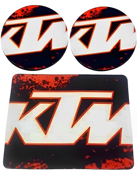 KTM Retro Mouse Pad and 2 KTM Coasters - 3 Piece Gift Set