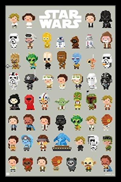 Star Wars (8-Bit Characters) Poster With Black F image
