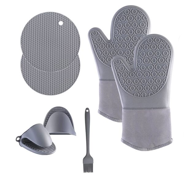 Silicone Oven Mitts and Pot Holders Sets, Heavy Duty Kitchen Oven Mittens