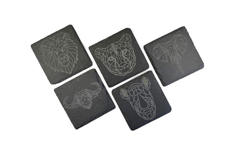 Polygonal Big 5 Slate Coasters - Set of 5