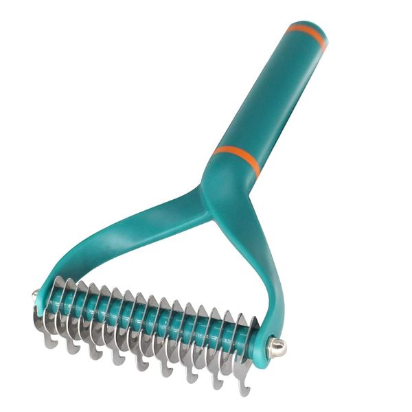 Double Sided Pet Undercoat Rake Comb for Shedding and Dematting