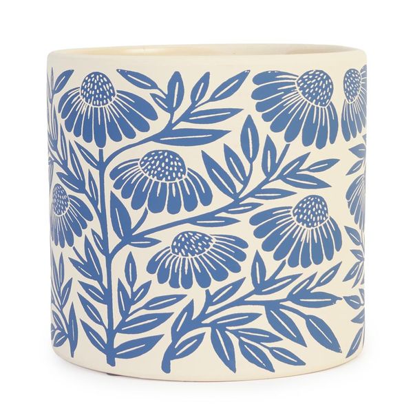 Blue Flower Pot - 16.5 x 15cm