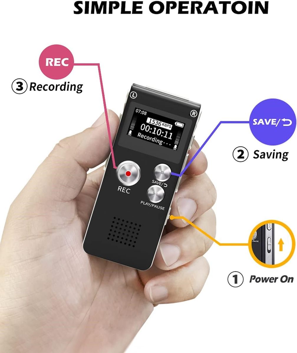 Digital Voice Recorder 16GB Voice Recorder with Playback for